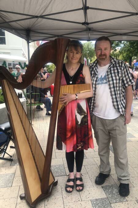 Tasmanian Violin & Harp Duo, Joanne Mitchelson and Hamish Pike at Street Eats. Picture: Dana Anderson 