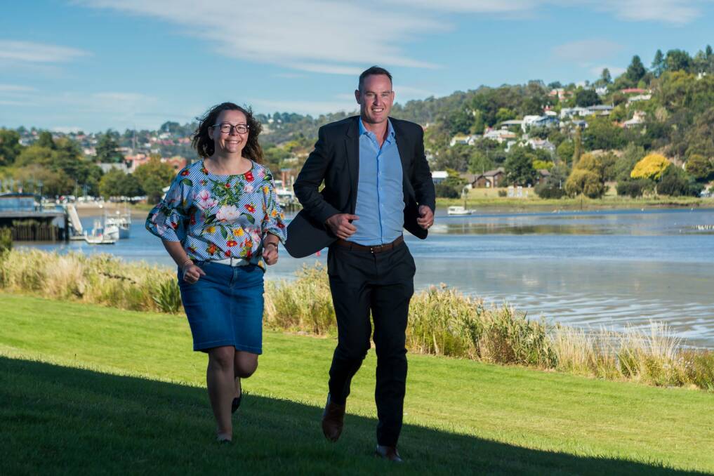 Competitor Heather O'Toole and race director Richard Welsh at the launch of the Launceston Running Festival. Picture: Phillip Biggs