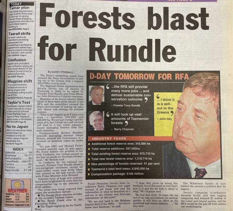 On this day in 1997: Tamar River and Regional Forest Agreement were hot topics