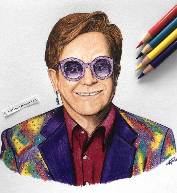 Nathan McCarron's drawing of Sir Elton John. Picture supplied. 