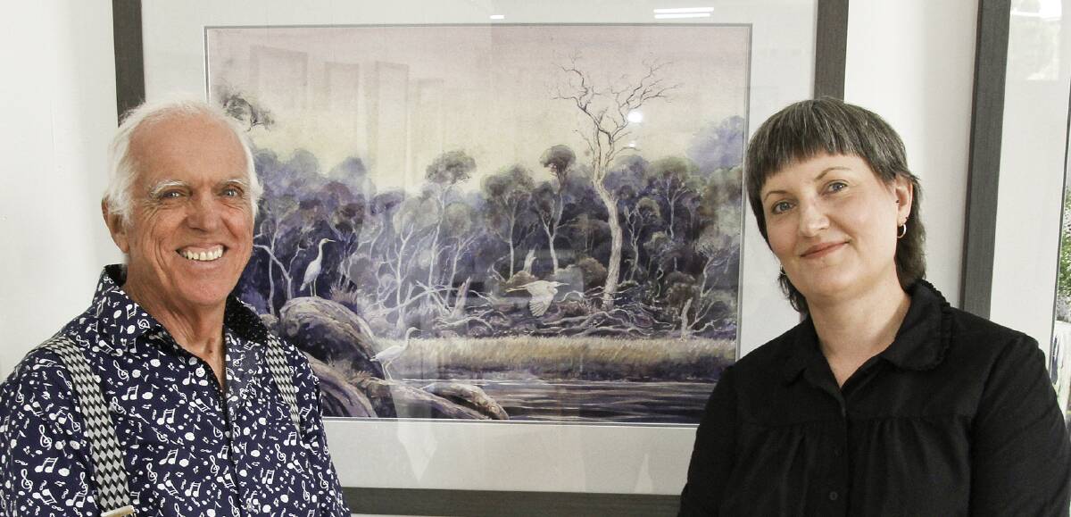 Launceston artist Christina Williams at Australian artist Graeme Whittle's new exhibition. Picture: Supplied