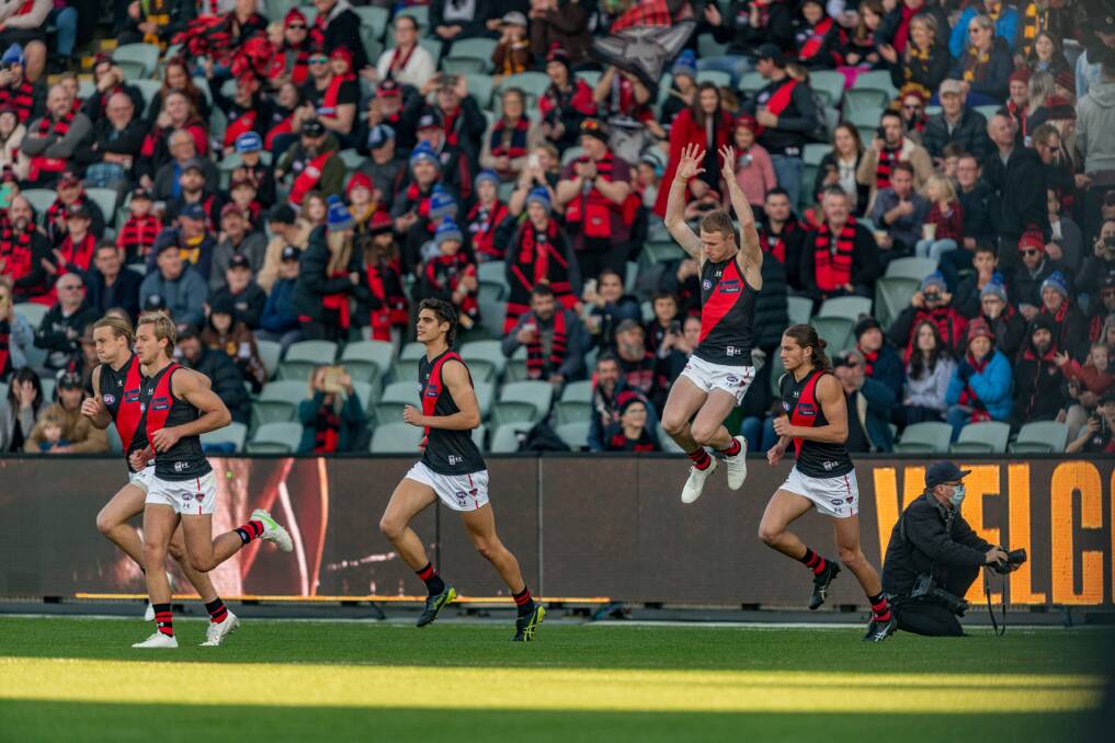 Essendon Bombers will head back to Tasmania as part of the AFL finals series which is a first for the state. Picture: Phillip Biggs