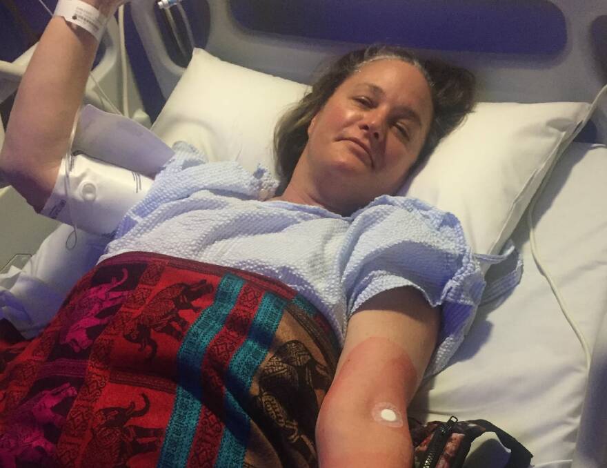 Dr Anna Chilcott in hospital from MS. Picture: Supplied