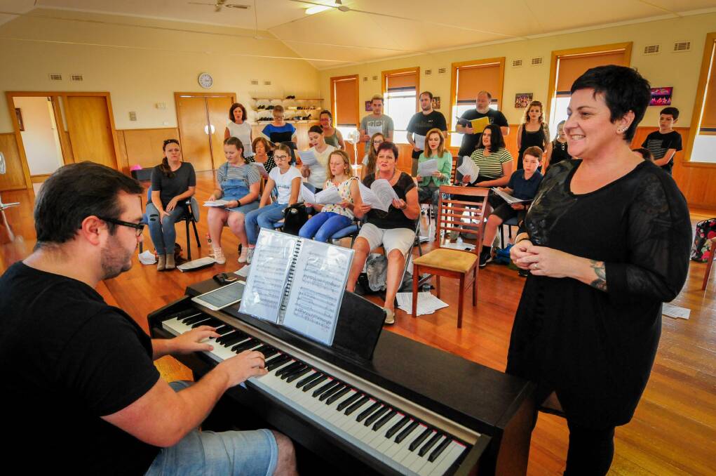 Launceston Musical Society's Jade Howard and president Andy Prideaux at rehearsal. Picture: Paul Scambler 