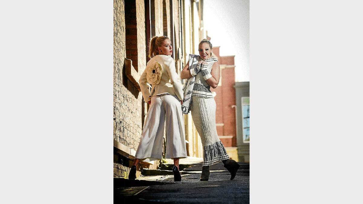 Laura Turner and Emma Keegan, both of Youngtown, model fashions for the Campbell Town Show. Picture: PHILLIP BIGGS