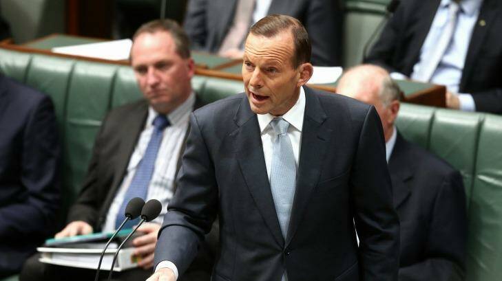 Prime Minister Tony Abbott in question time on Monday. Photo: Alex Ellinghausen