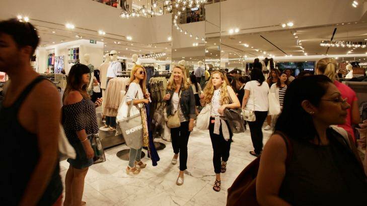 The opening of H&M's Pitt Street Mall store in Sydney on Halloween in November 2015 attracted large crowds.  Photo: Fiona Morris