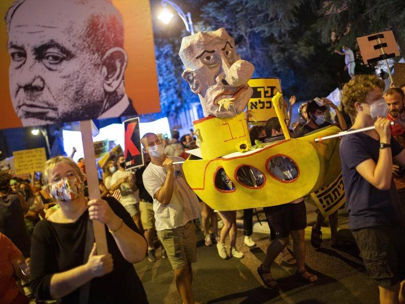 Israelis are protesting Prime Minister Benjamin Netanyahu and coronavirus restrictions.