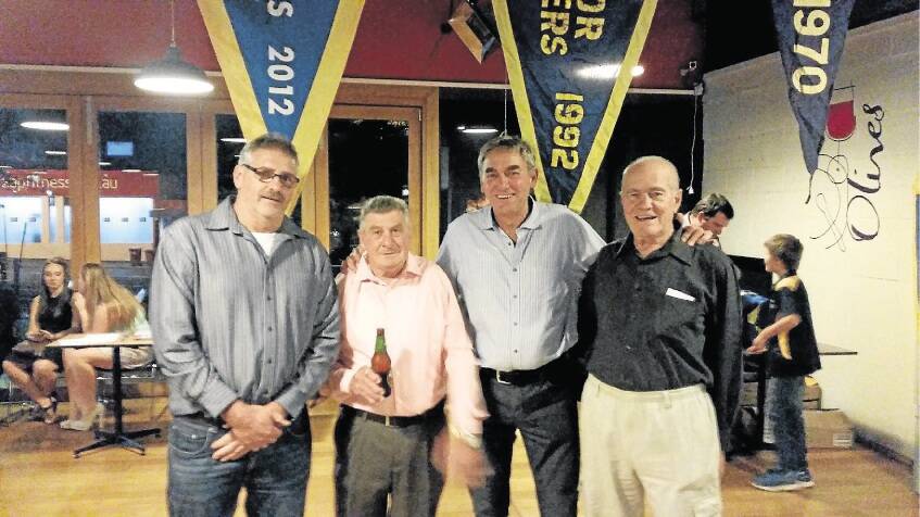 Four of five of Evandale's living premiership coaches: Geoff Skeggs (1993), John Jones (1977), Monty Grima (1992) and Hugh Boyd (1970).