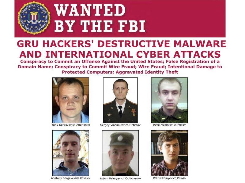 The US Justice Department alleges six Russian military officers launched cyber attacks.