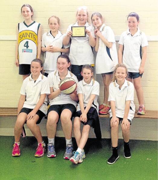 Launceston Saints under-12 basketballers, BACK: Issy Tys, Haylie Lenner, Ella Pursell, Ava Connelly and Maya Scott. FRONT: Kara Hennessy, Lauren Wise, Mia Baldock and Eva Lawrence.