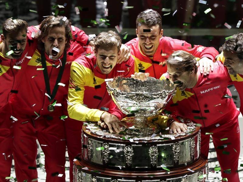 Hosts Spain savour their success after they defeated Canada in the inaugural Davis Cup Finals.