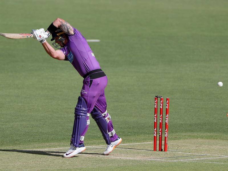 Ben McDermott is bowled by Jhye Richardson for just two in their BBL clash in Perth on Tuesday.