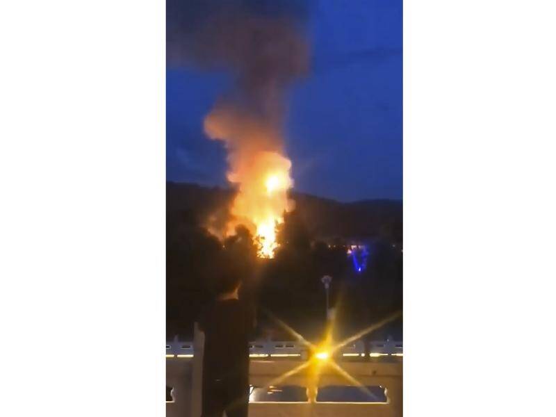 Videos seen by South Korean media show smoke and flames from an explosion in Hyesan, in North Korea.