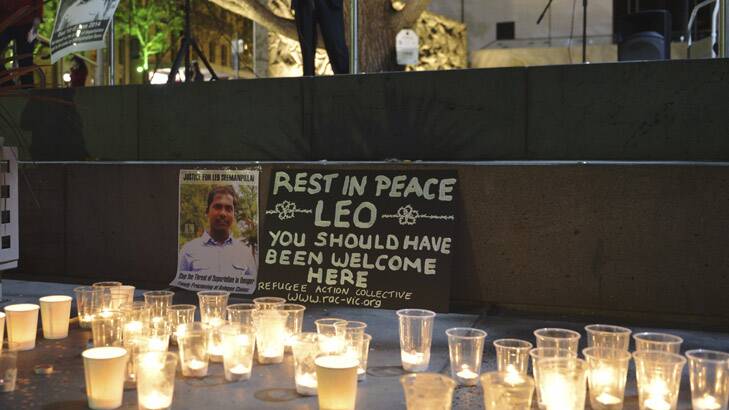 Candle light vigil at the Melbourne City Square for Leo Seemampillai. Photo: Michael Clayton-Jones 