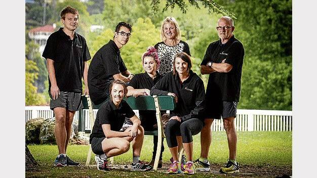 Preparing for the Launceston Ten are Andrew Bingley, Geoff Brown, Meredith Hodson, Megan Parsons, Caroline Guest, Erin Lydon and Garry Bailey. Picture: PHILLIP BIGGS