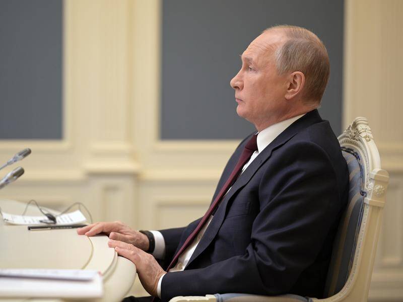 Russian President Vladimir Putin was left puzzled after a technical glitch during an online summit.