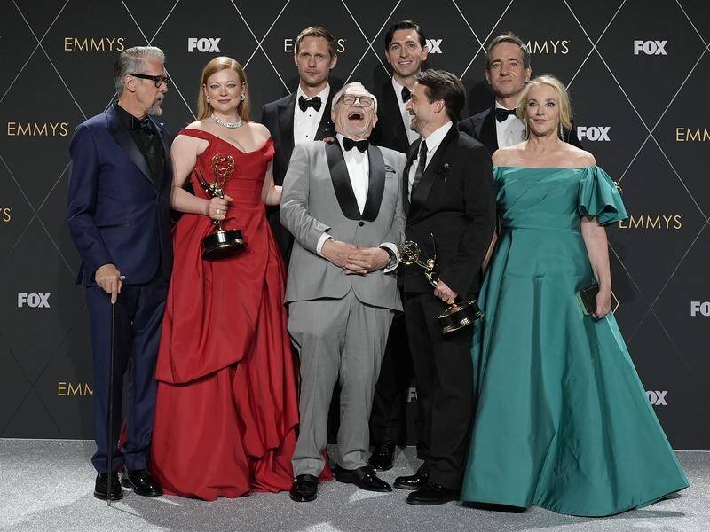 The cast of Succession picked up several Emmys, including the award for best drama series. (AP PHOTO)