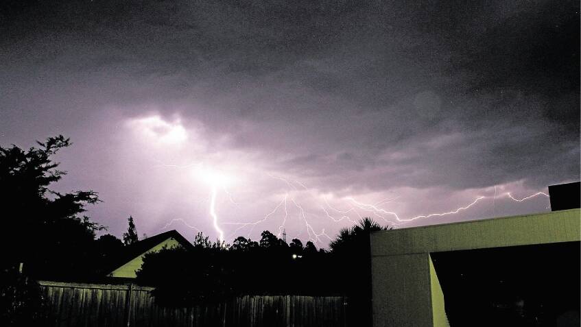 Lightning strikes over Launceston on Wednesday night. Picture: LUCY JOHNS