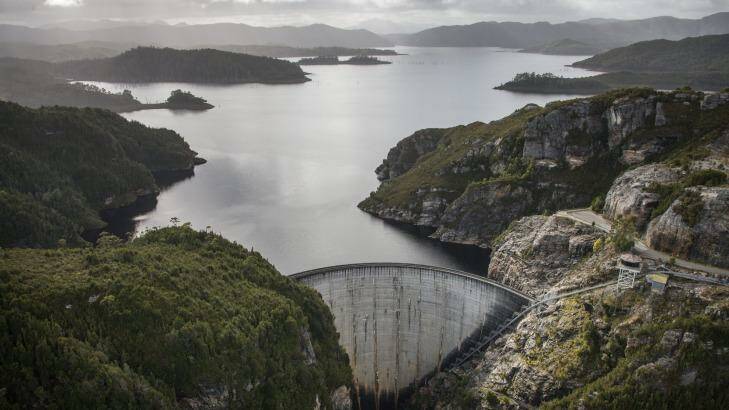 A dam bust? Gordon Dam on Lake Gordon in Tasmania's south-west in better times. Photo: Peter Mathew