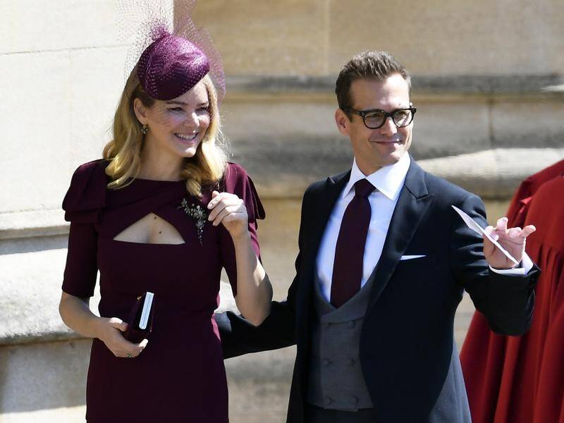 Actor Gabriel Macht and his wife, Jacinda Barrett, tweeted a congratulations to Harry and Meghan.
