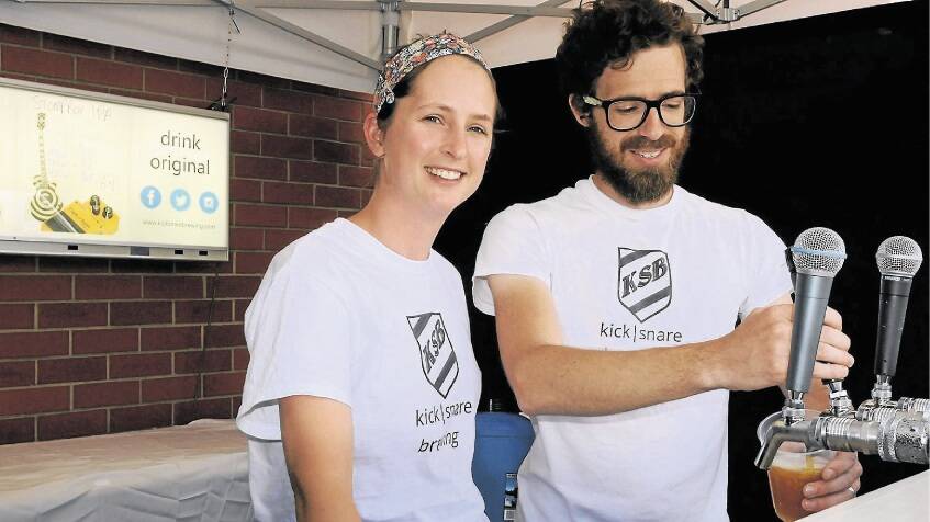 Kate and Andrew Swift of Kick /Snare Brewing at the Esk BeerFest yesterday. Picture: Neil Richardson.