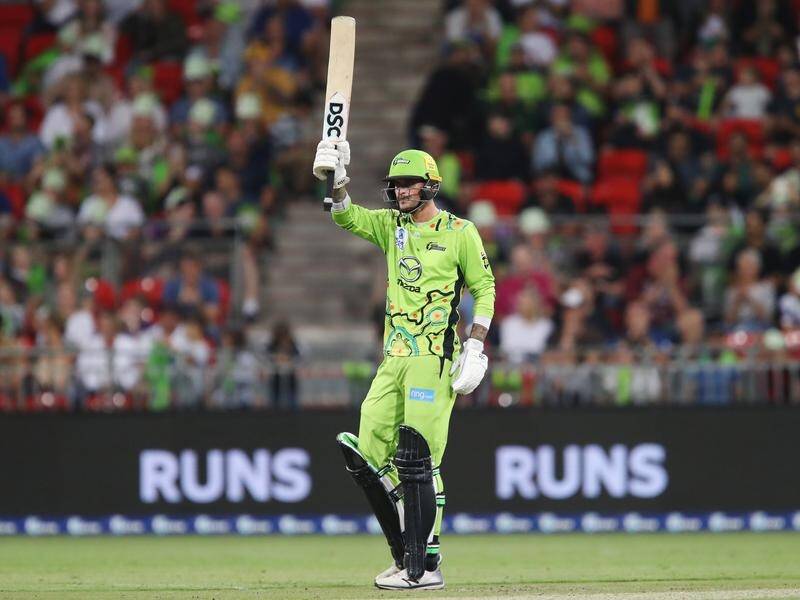 Alex Hales' quickfire 55 has led the Sydney Thunder to a four-wicket BBL win at home over Hobart.