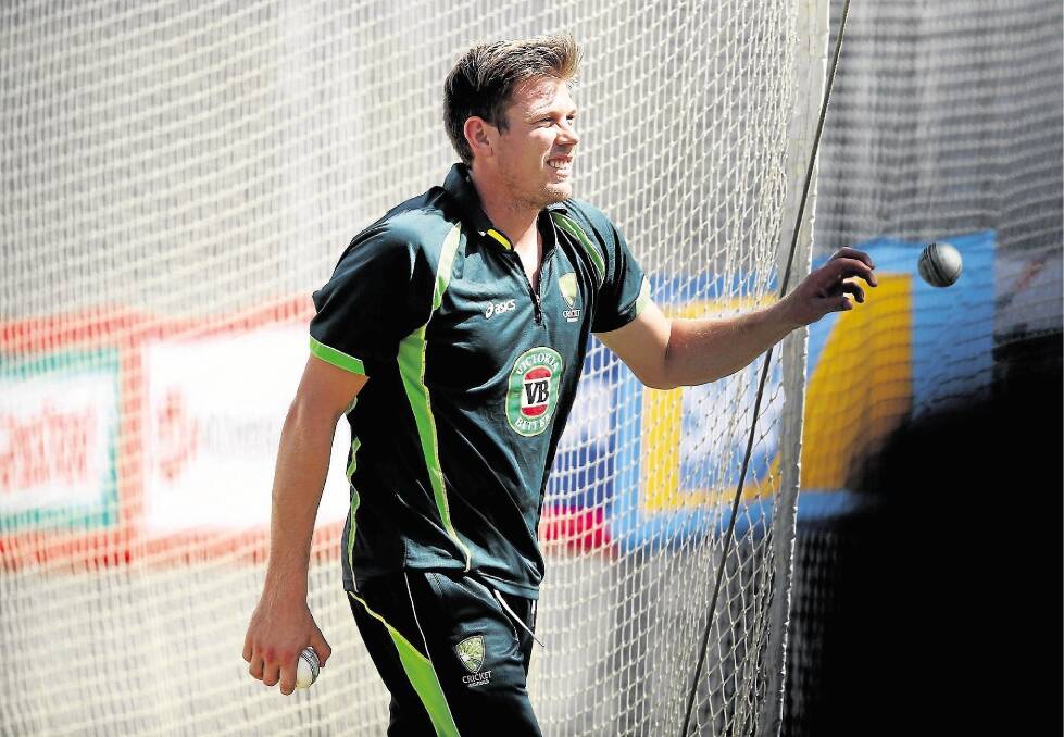 James Faulkner trains in the nets at Eden Park last week. The all-rounder is keen to unleash his magic against Afghanistan in Perth tomorrow. Picture: GETTY IMAGES