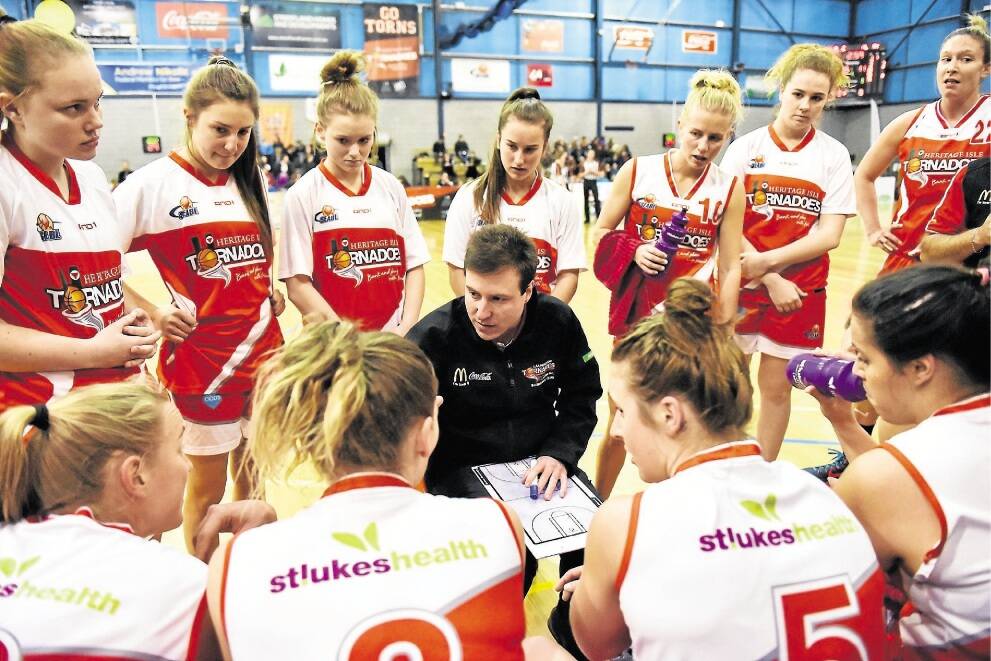 Torns' Coach Reece Potter at the time out during last week's clash against Albury-Wodonga. 