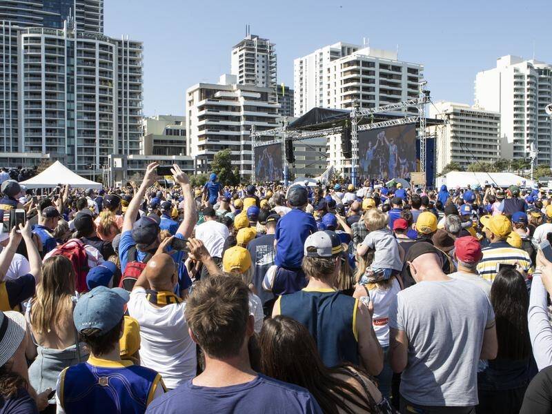 West Coast fans flocked to Langley Park in Perth to pay homage to the new AFL premiers.