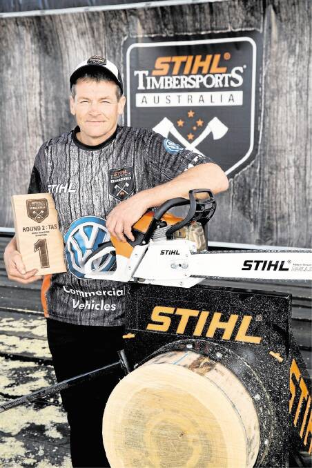 Matthew Gurr won the Tasmanian series of the Stihl Timbersports competition at Agfest.