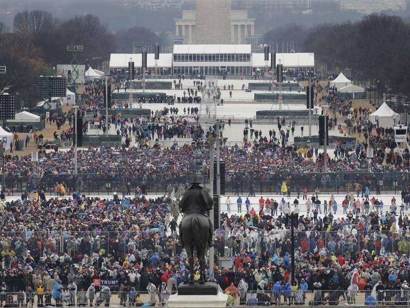 Crowds fill the National Mall in Washington before Donald Trump's inauguration in January 2017.