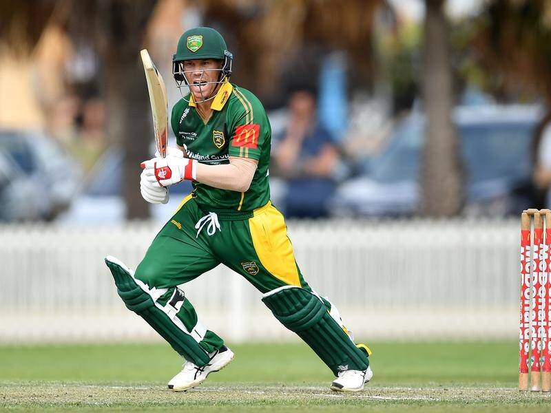 David Warner scored 155 not out off 152 balls for Randwick-Petersham in Sydney grade cricket.