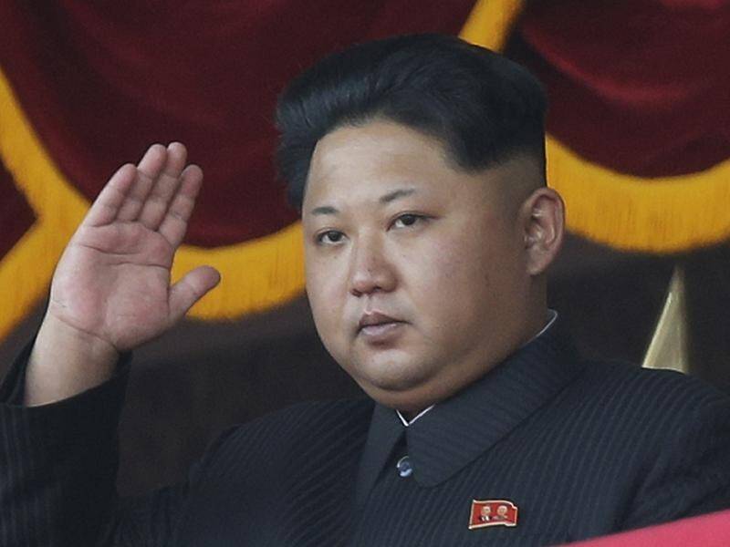 North Korean leader Kim Jong-un has addressed an unusual predawn military parade in Pyongyang.