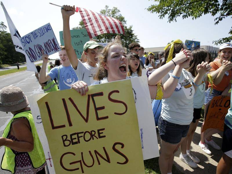 Protesters demand gun law reform in Massachusetts.