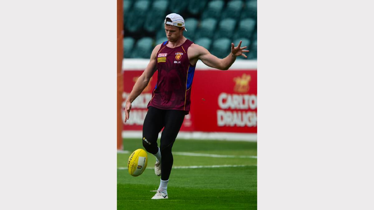 Hawthorn and Brisbane test out the grounds of Aurora Stadium ahead of the venue's first AFL match. Picture: Phillip Biggs