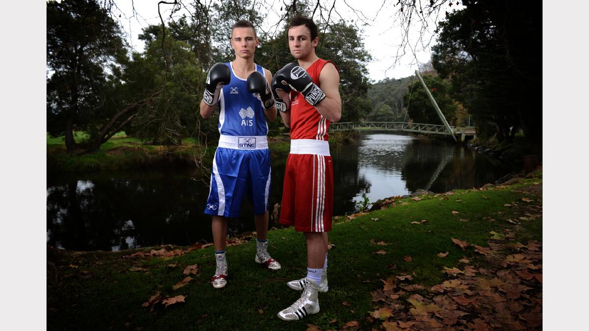 Latrobe Boxing Club members Nick Cooney and Jackson Woods. Picture: Scott Gelston