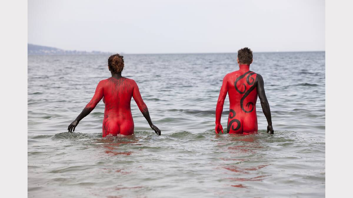 The nude solstice swim is a staple event of the Dark Mofo arts festival. Picture: Remi Chauvin, supplied