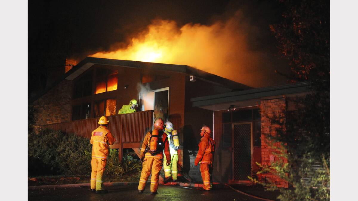 The fire in West Launceston that destroyed the possessions of a family of 13 on Friday night. Picture: Mark Jesser