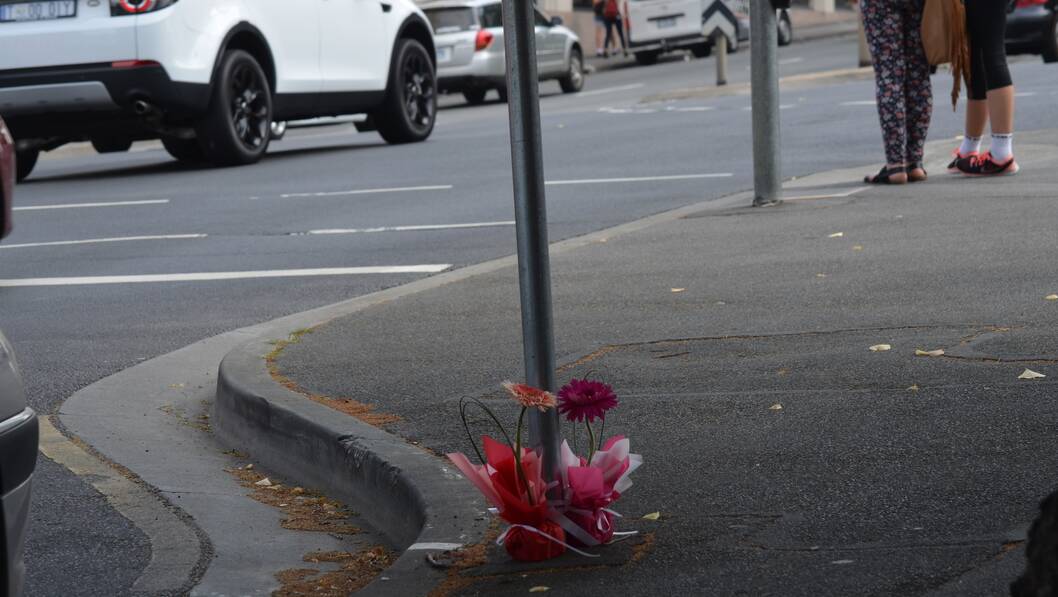 A floral tribute at the scene of Friday's fatal crash. 