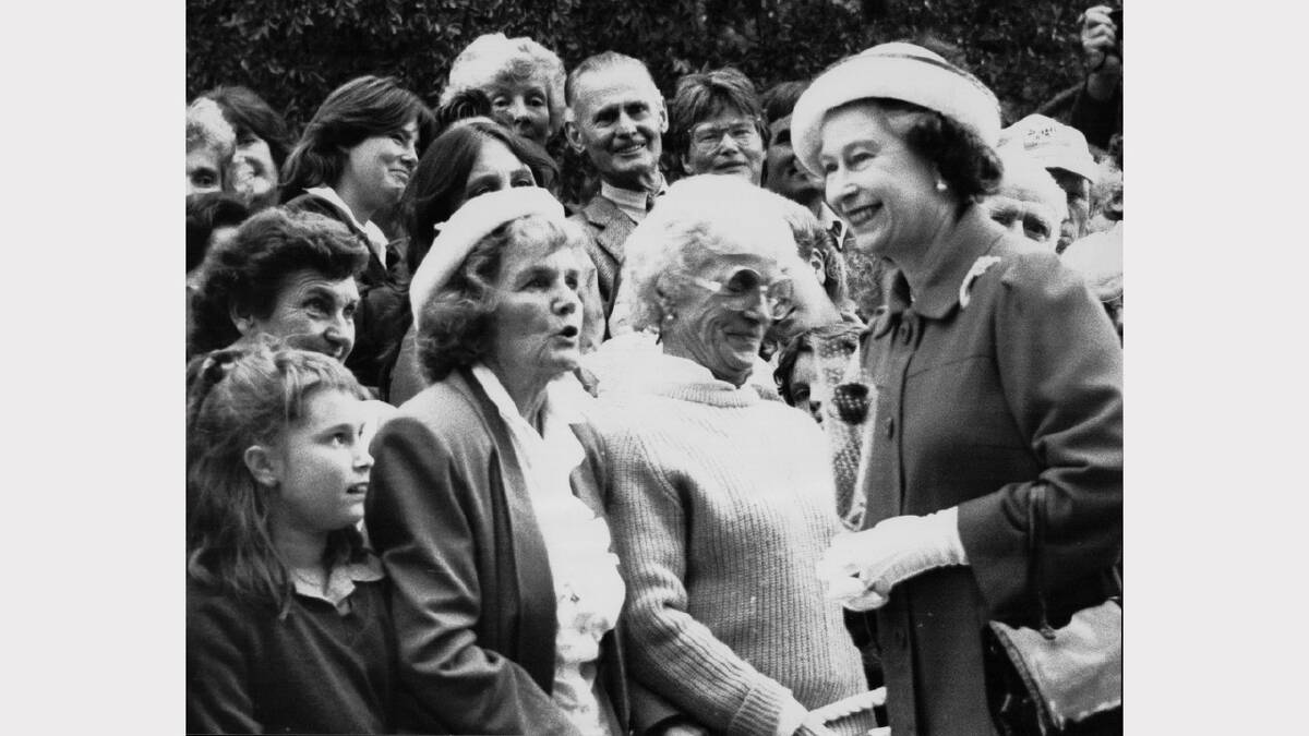 Queen Elizabeth and Prince Philip's 1988 royal visit | The Queen speaks to Doreen Jewson and Edith Shuttleworth, of Launceston.