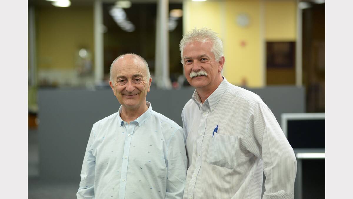 Paul Scambler, right, with Sir Tony Robinson, who visited The Examiner earlier this year.