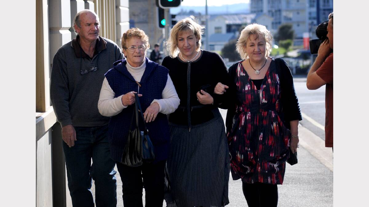Donald Clarke's parent's Peter and Madelyne with their daughter-in-law  Nicky and her mother Debbie Willis outside the inquest today. 