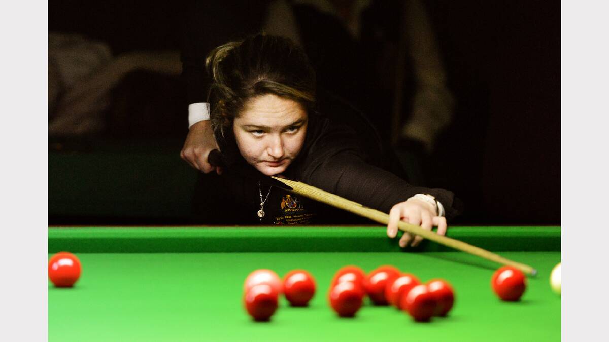 Defending champion Jessica Woods takes a shot in yesterday's winning final. Picture: Scott Gelston