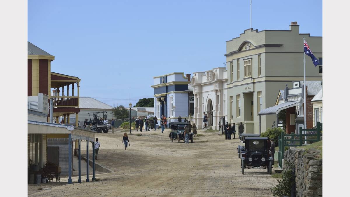 Stanley's main street has been transformed for the filming of The Light Between Oceans this week.