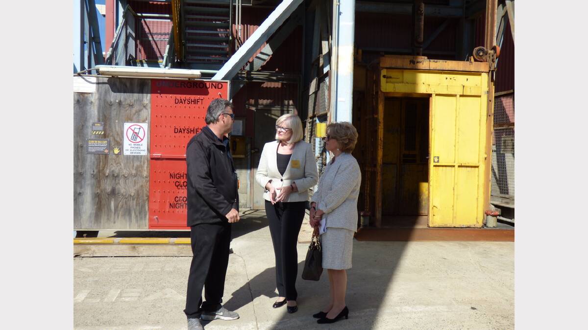 Beaconsfield Mine disaster survivor Brant Webb with federal MP Karen Andrews and West Tamar Mayor Christina Holmdahl.