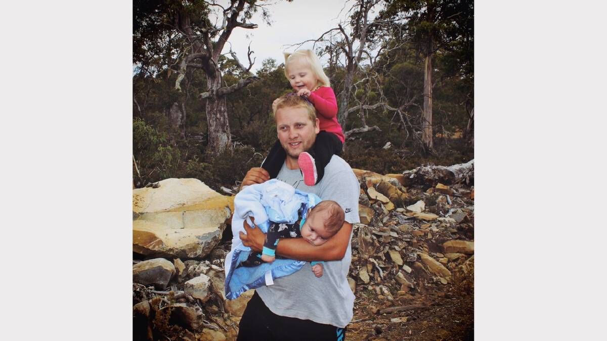 'Daddy with his 2 babies walking at Arthur's Lake'. Sent in by Katie Scher