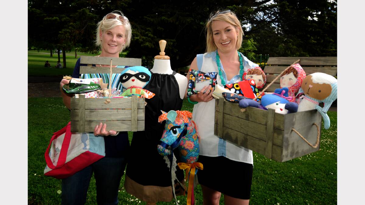 Greta Barber and Jodie Snooks, of George Town, with some of the goods they will be selling at their pop-up shop at Kings Meadows this week. Picture: GEOFF ROBSON