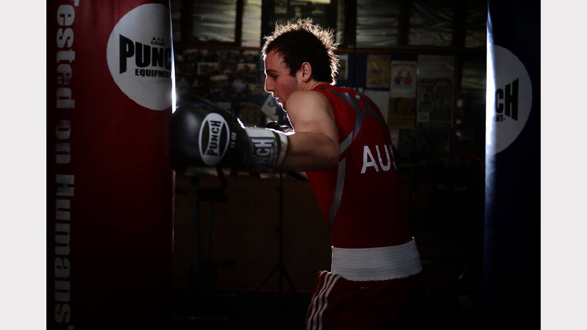 Commonwealth Games hopefuly Jackson Woods trains at the Latrobe Boxing Club before competing in Glasgow, Scotland, from July 25. Picture: Scott Gelston