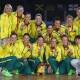 NETBALL, DAY 11: The Australian team pose with their gold medals after victory in the gold medal netball match. Photo: GETTY IMAGES